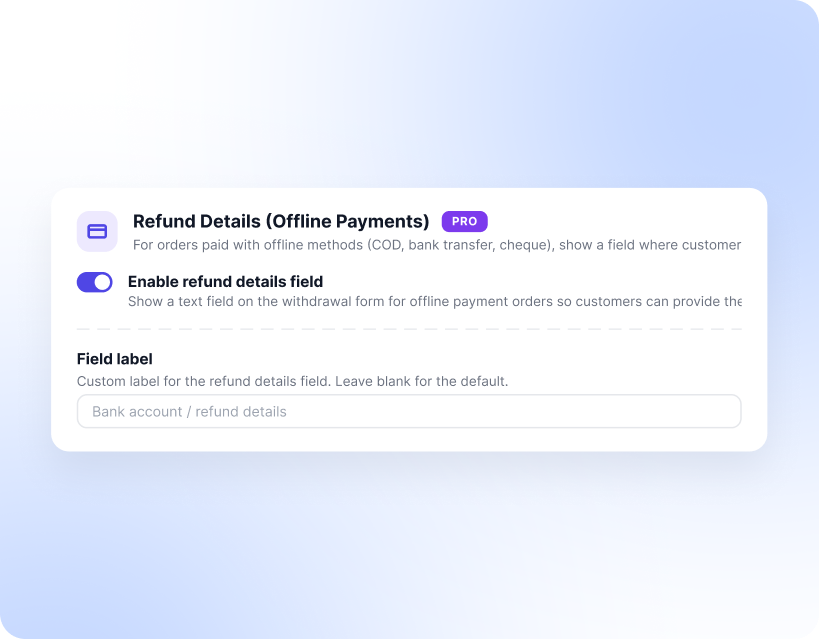 Collect Refund Details for Offline Payment Orders