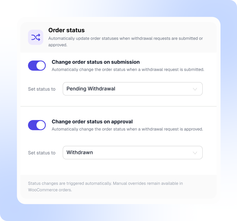 Automate Order Status Updates on Withdrawal