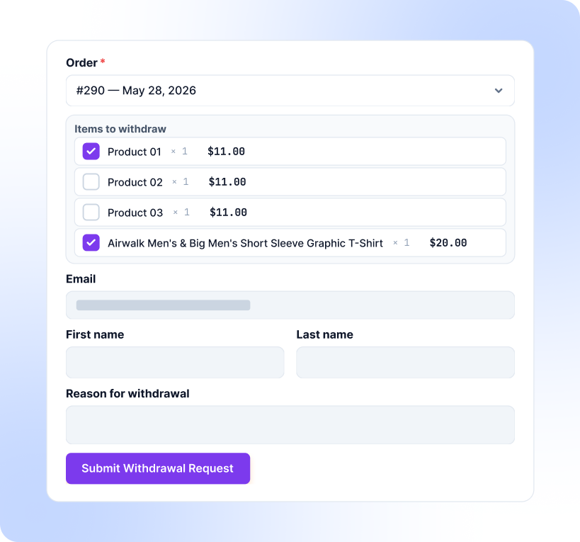 Support Partial Withdrawals for Individual Order Items