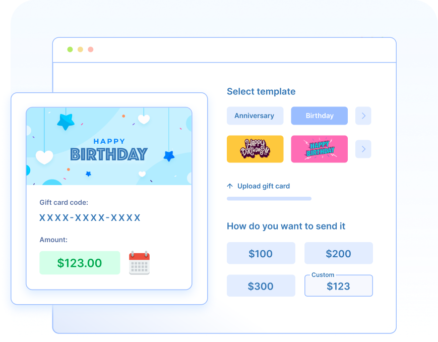 Manage gift card amounts with predefined amounts or custom amount from the product meta box.