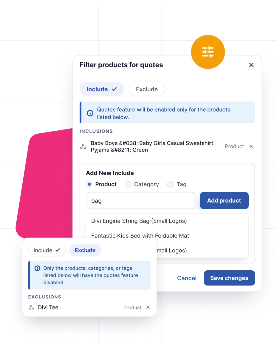 Choose What Products to Include and Exclude from Receiving Quotes