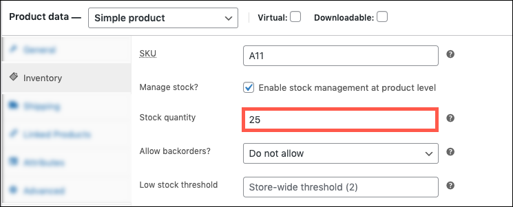 update stock value after import