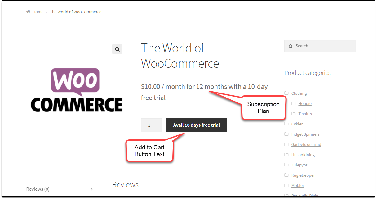 Stripe WooCommerce Subscription Product Page