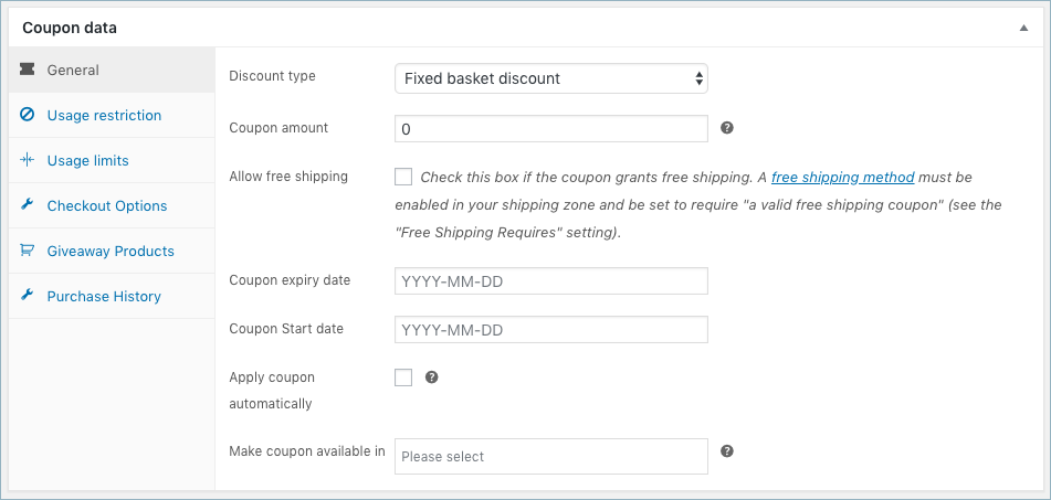 Smart Coupon for WooCommerce-Coupon Data Panel