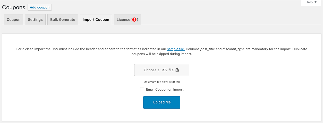 Smart Coupon for WooCommerce-Import Coupon