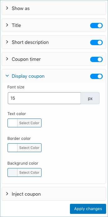 Smart Coupon for WooCommerce-Settings-Coupon banner tab-Customize panel