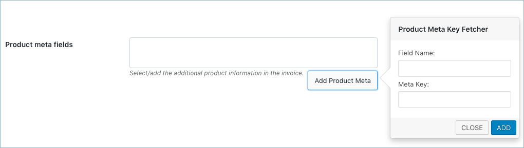 WooCommerce Invoice:Pack Slip-Invoice Advanced-Product meta fields