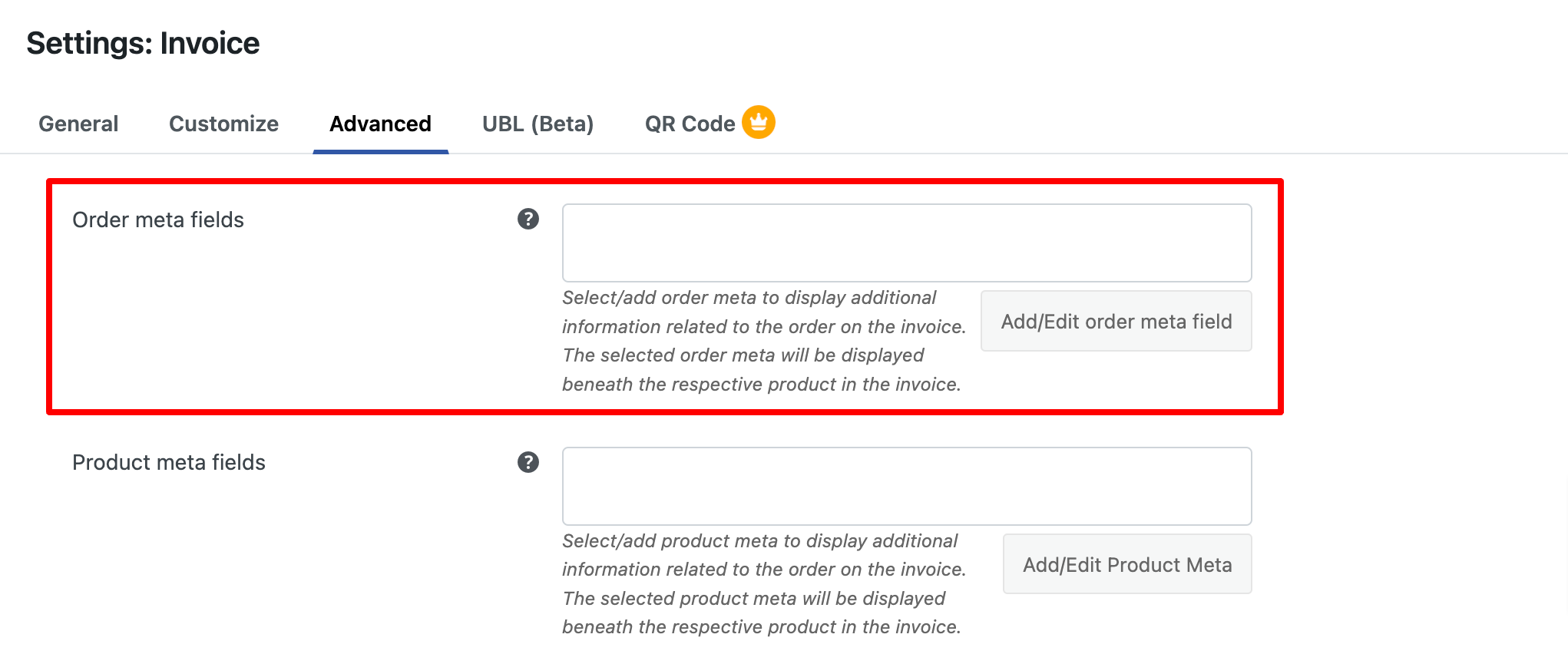 Configuring invoice settings