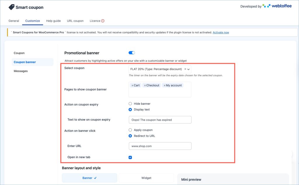 Basic banner settings