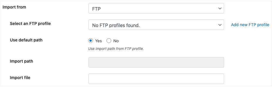 choose or add ftp profile