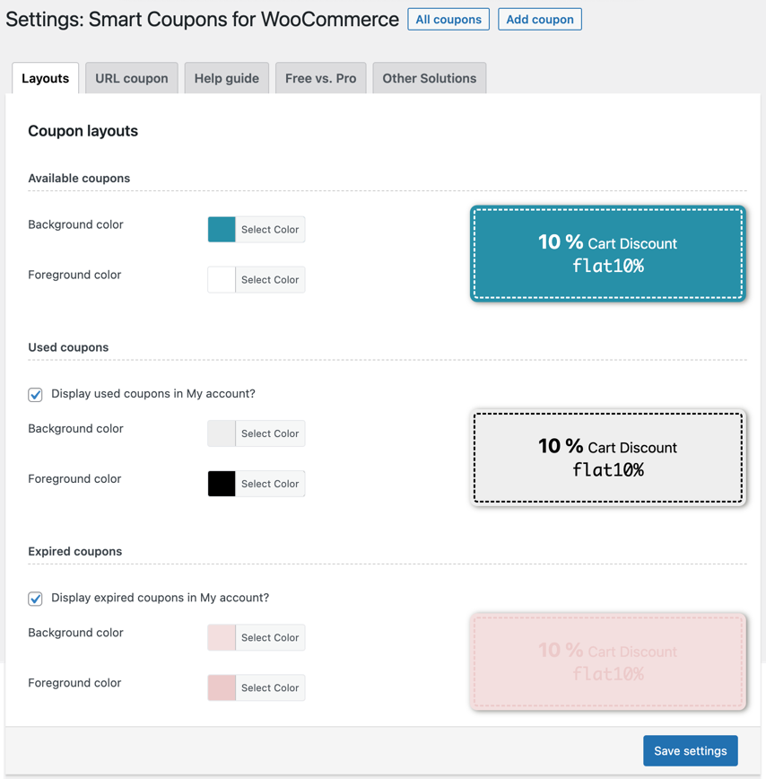 woocommerce coupon layout configuration
