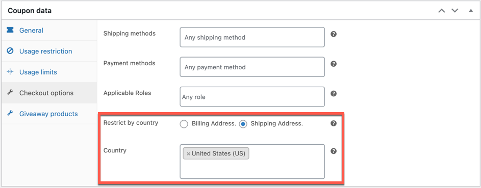 restrict coupon by country in WooCommerce