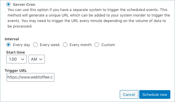 Scheduling via Server Cron