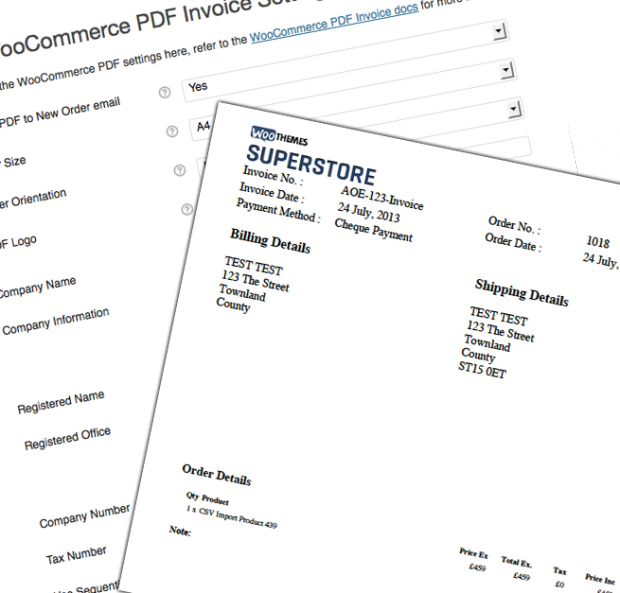 Invoice example for PDF Invoice plugin