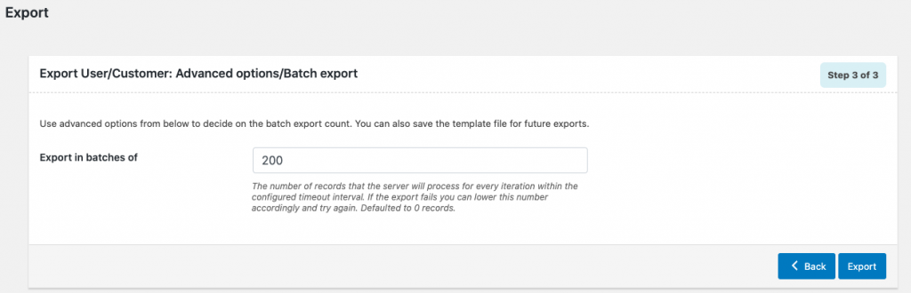 Batch Export - Batch Size