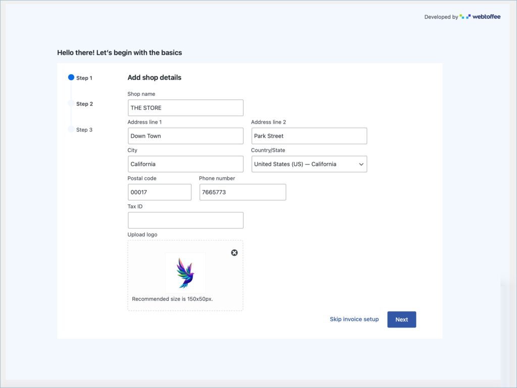 Add store details - Setup wizard