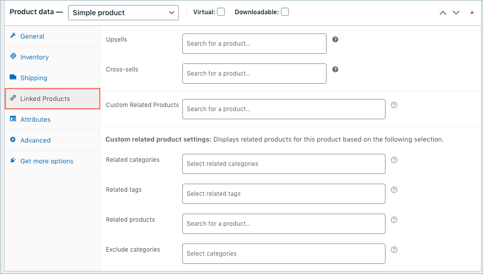 Related Products - Add product page - linked products