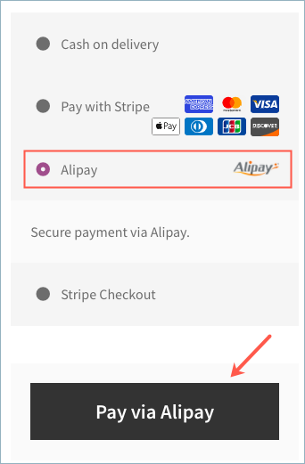 Alipay checkout