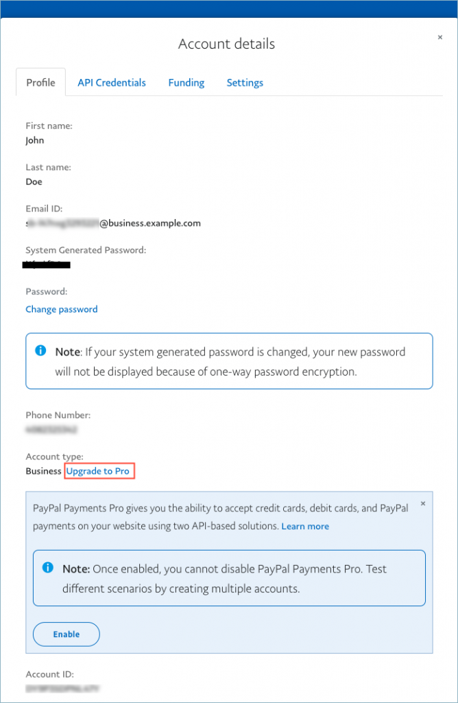 Upgrading PayPal Business Account