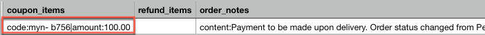 Sample of exported order CSV with coupon code