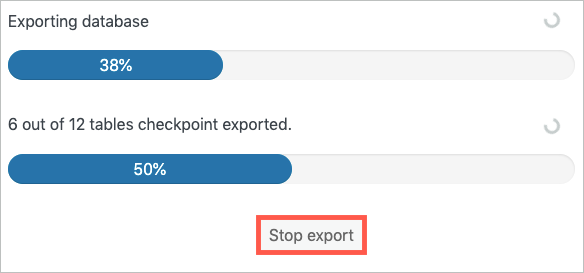 Stop export button during backup process