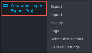 WebToffee Import/Export(Pro) menu.