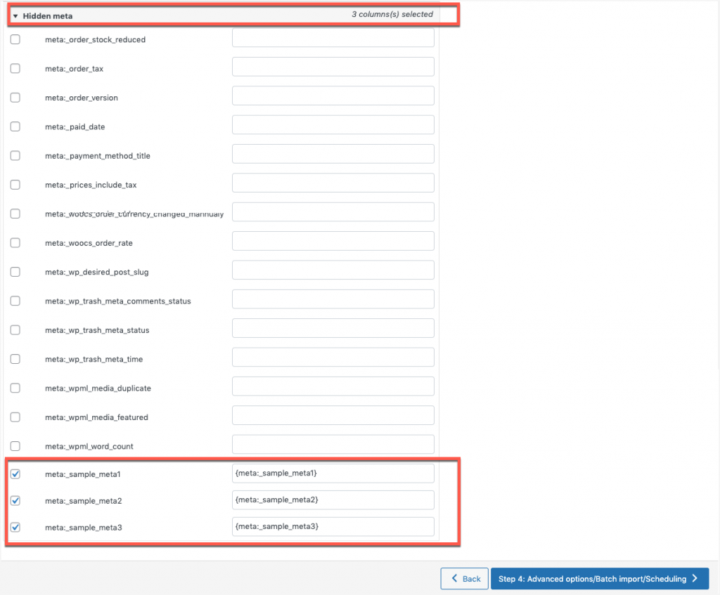 Hidden meta mapping in the import and export plugin for WooCommerce