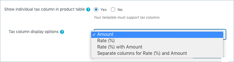 WooCommerce PDF Invoice:Packing-Tax column diaplay option in invoice