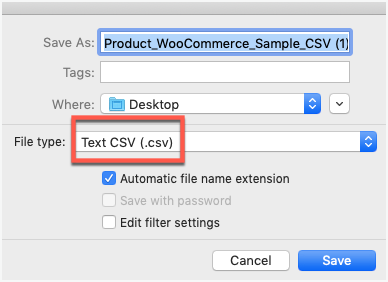 saving Excel file with csv extension