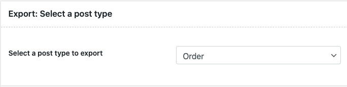 select a post type to export orders