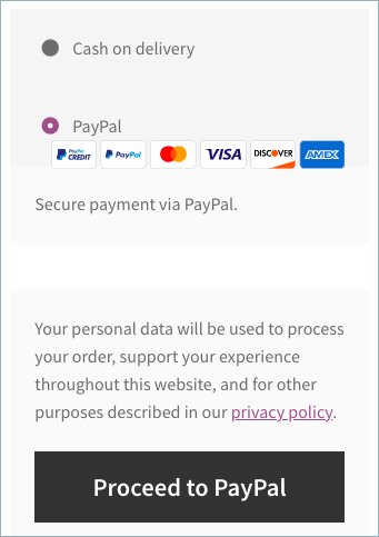 PayPal Credit/Debit Icons in the Checkout