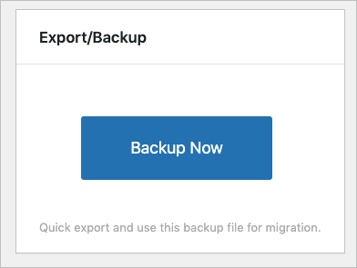Backup Now button for quick backup