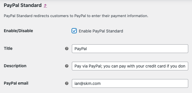 Enable PayPal standard