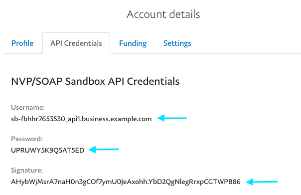 sandbox API credentials