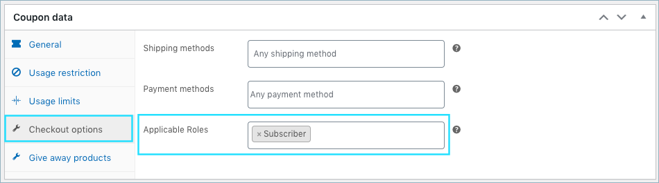 Smart coupon for WooCommerce-Checkout options-Payment method based discount