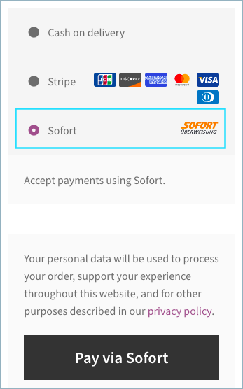 Sofort in the Checkout Page