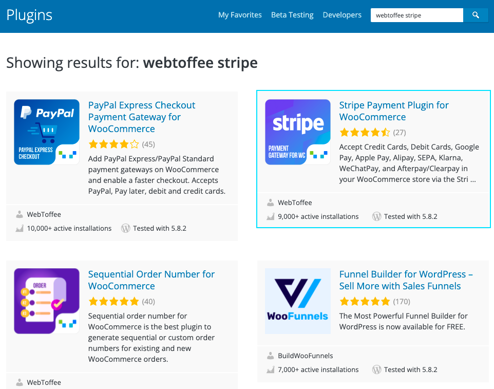 Install the stripe for WooCommerce plugin by WebToffee