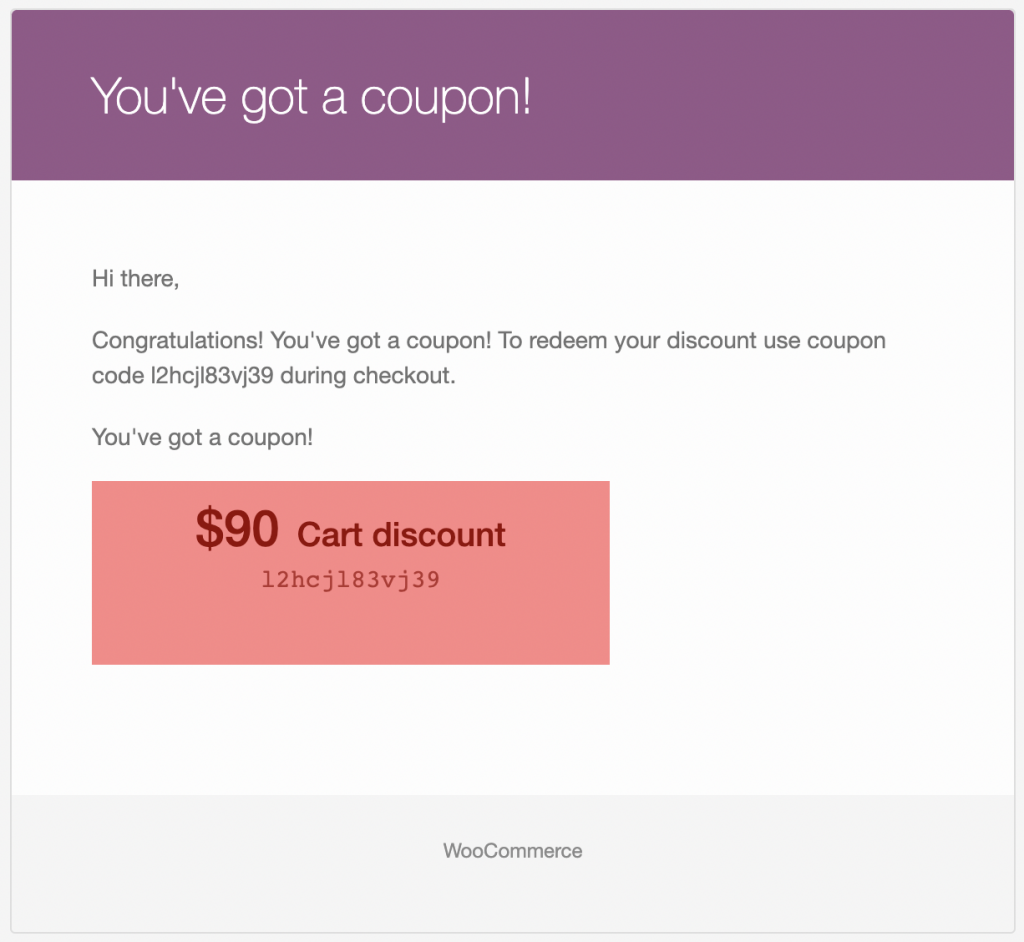 Coupons generated in bulk and sent as email to the customer.