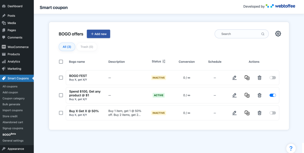  Manage BOGO offers - BOGO offers for WooCommerce