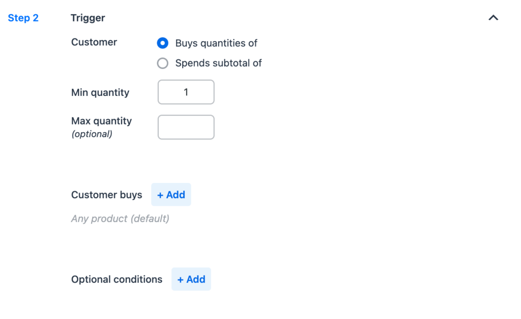 Setting up BOGO trigger