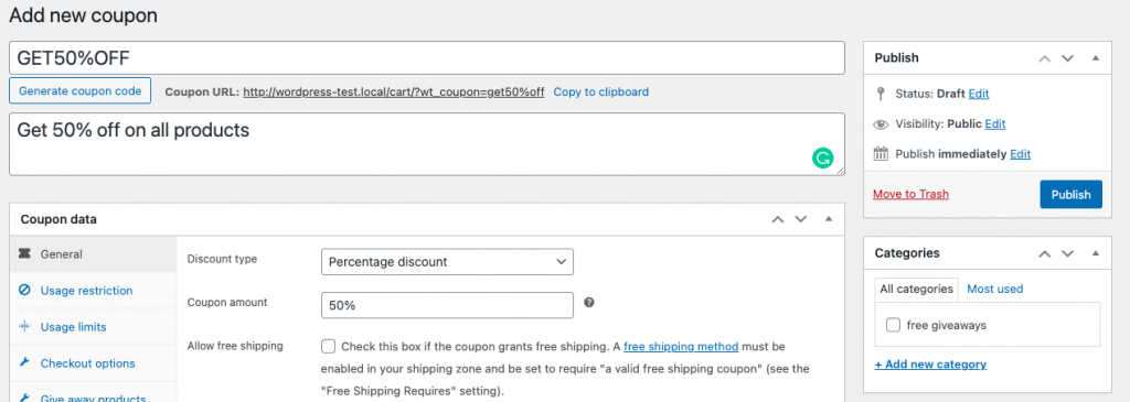 Customizations while adding new WooCommerce coupons