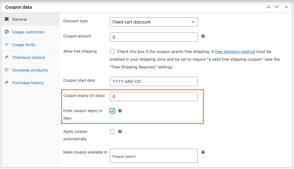 Coupon expiry settings in Smart Coupons for WooCommerce 