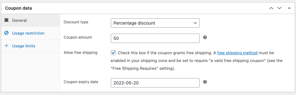 General coupon customization settings