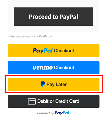 Pay Later Button on checkout page