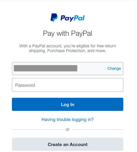 PayPal login page 