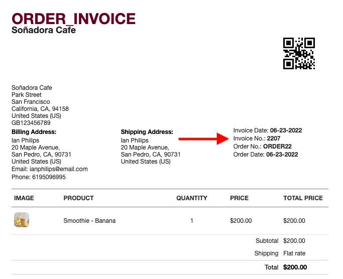 invoice number option