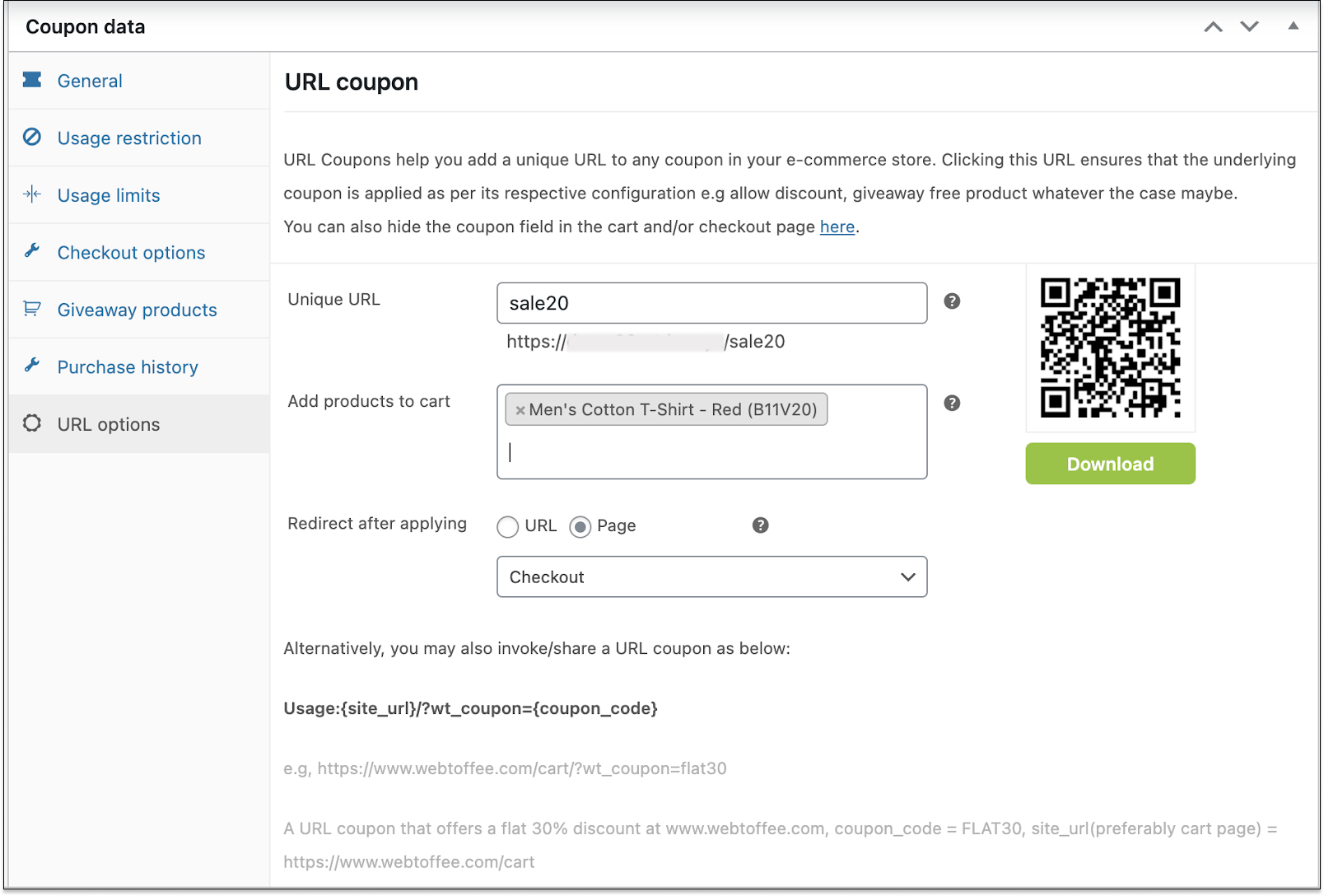 Configure URL Coupons with the WordPress WooCommerce plugin
