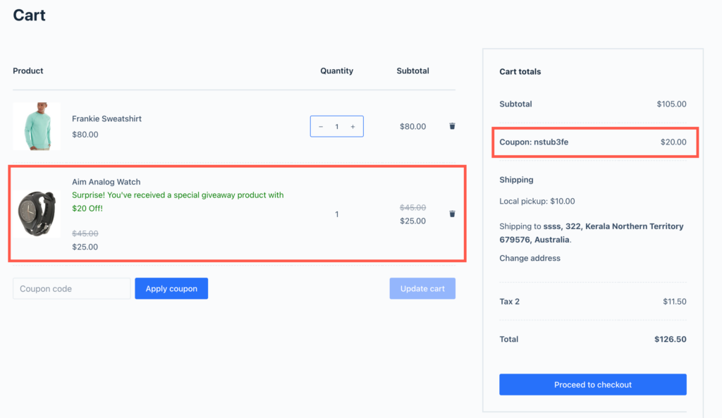 Buy for a minimum amount and get a product at a discount