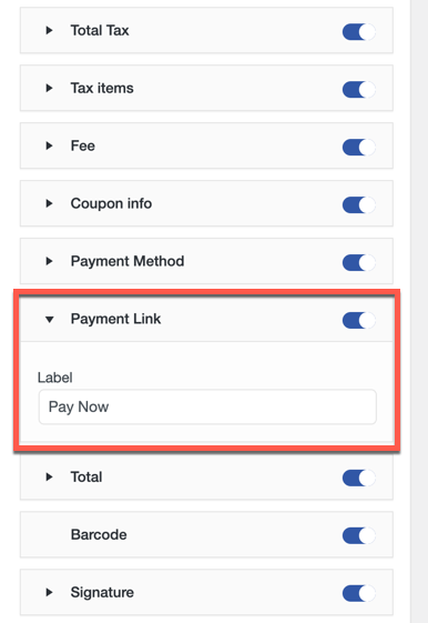 Payment link enabled for PDF invoices