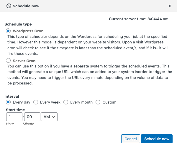 Scheduling import with WordPress Cron